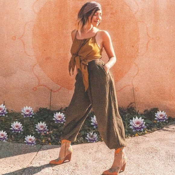 Cotton Flower Pants - Cotton Flower Clothing Dakini Pants Olive Green OSFM